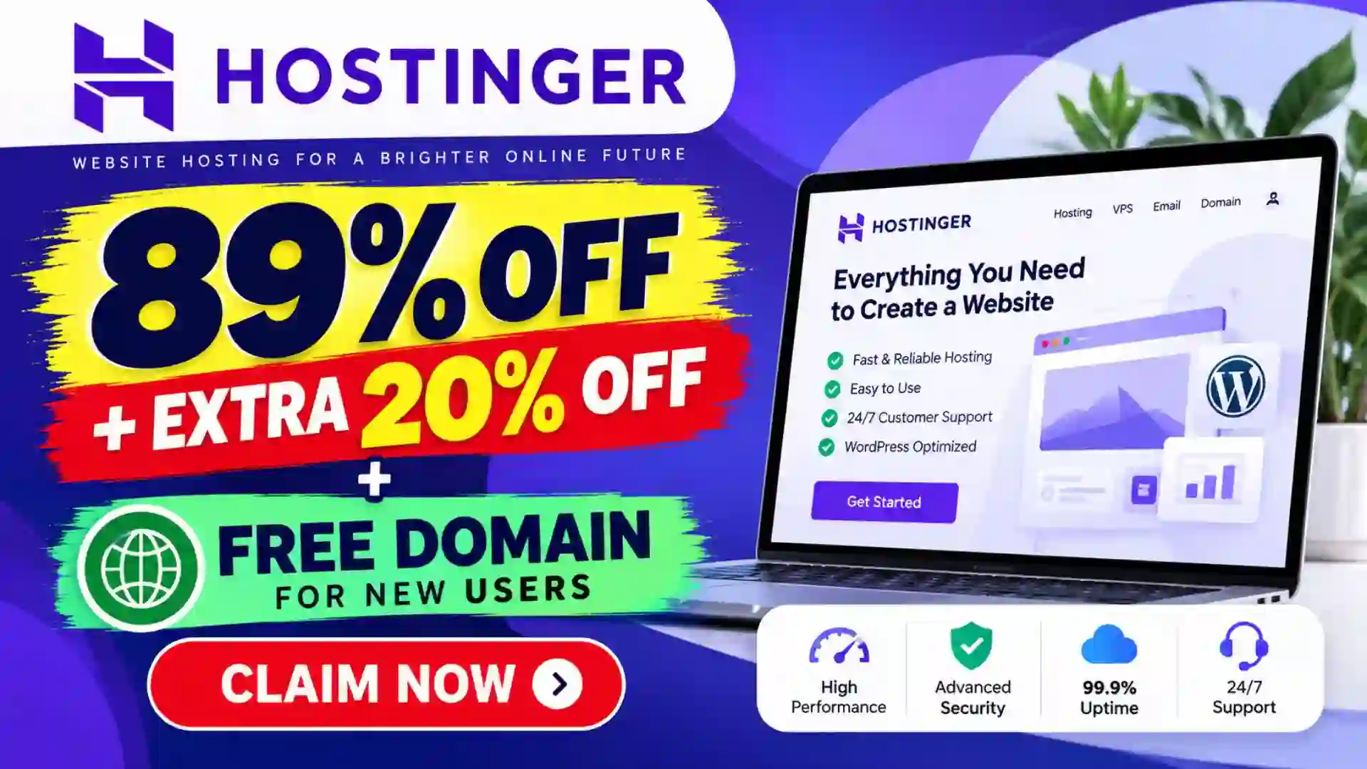 Hostinger Promo Code 2026: Get 89% Off + Extra 20% Off & Free Domain